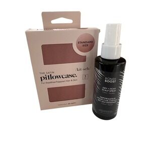 Kitsch Satin Pillowcase Standard Size Hair Skin Bondi Boost Scalp Spray Bundle